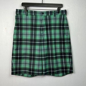 Nike Golf Tour Performance Dri-Fit Green & Black Plaid Shorts 34